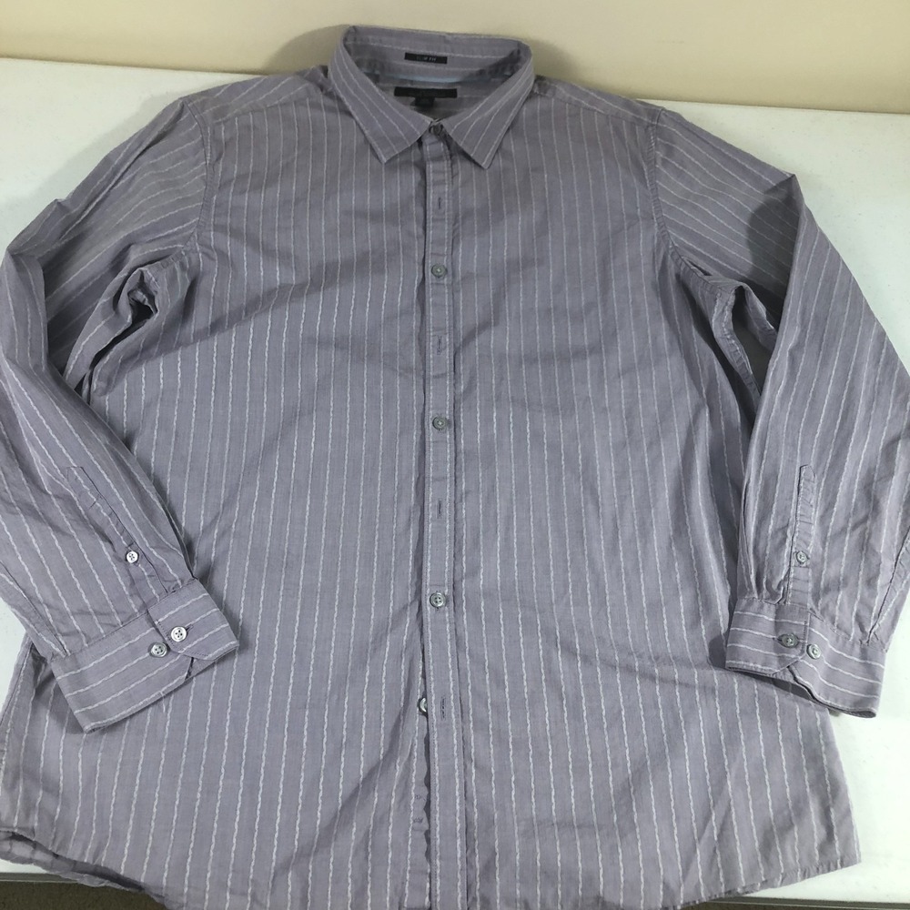 Marc Anthony Mens Lavender‎ Shirt XXL Slim Fit Striped Button Up 100% Cotton